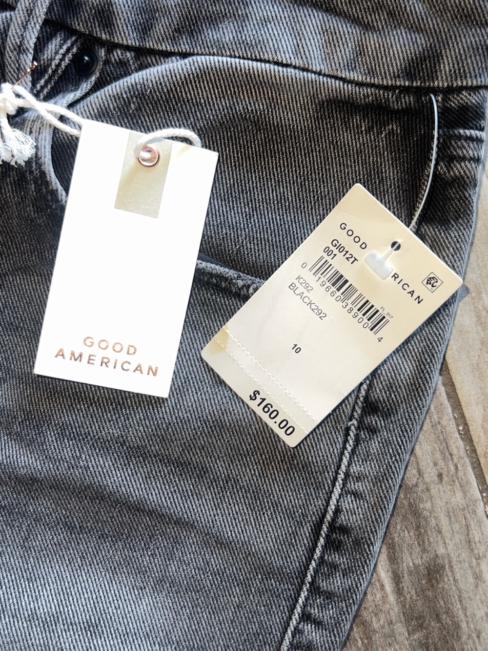 NWT Good American Good Icon black acid distressed jeans - Picture 7 of 9